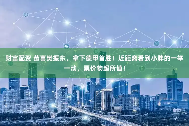 财富配资 恭喜樊振东，拿下德甲首胜！近距离看到小胖的一举一动，票价物超所值！